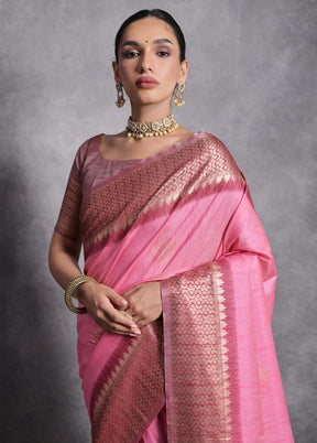 Pink Dupion Silk Saree With Blouse Piece