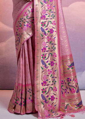 Baby Pink Dupion Silk Saree With Blouse Piece