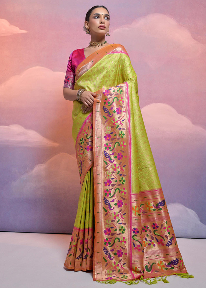 Mehendi Dupion Silk Saree With Blouse Piece