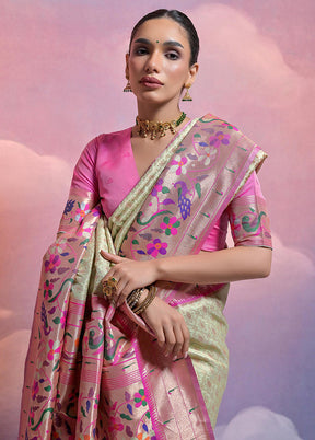 Pista Green Dupion Silk Saree With Blouse Piece