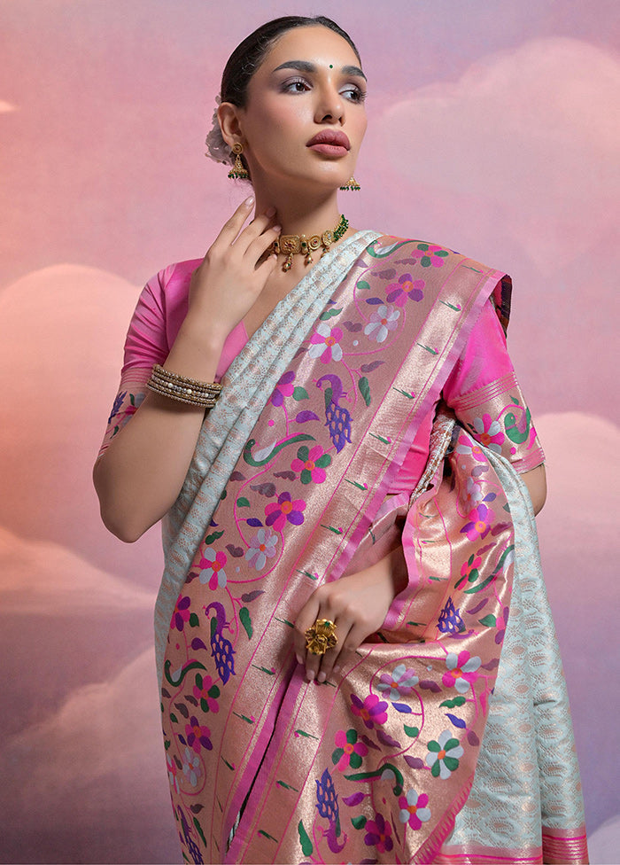 Sea Green Dupion Silk Saree With Blouse Piece