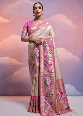 White Dupion Silk Saree With Blouse Piece