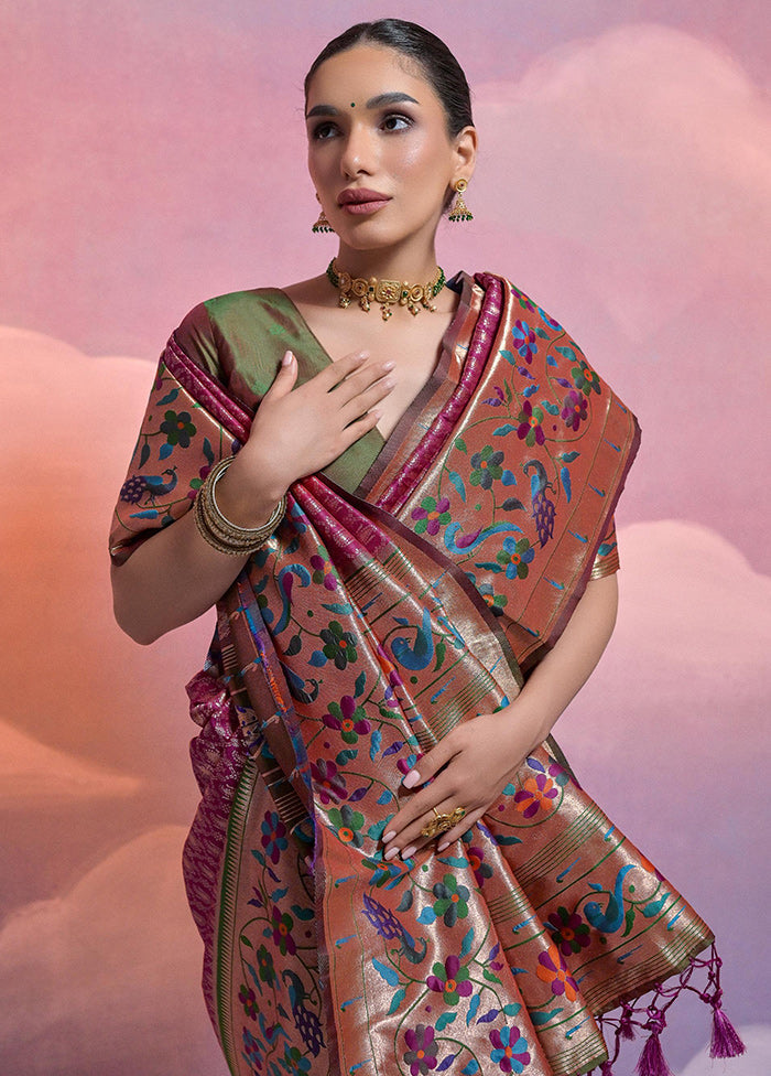 Wine Dupion Silk Saree With Blouse Piece