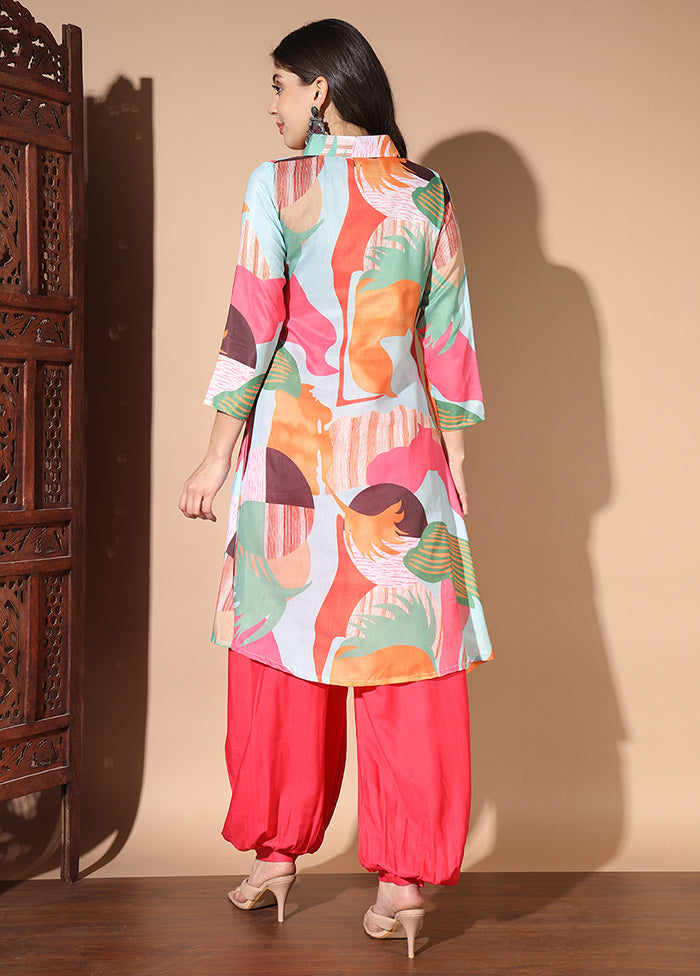 2 Pc Pink Readymade Silk Kurti Set - Indian Silk House Agencies