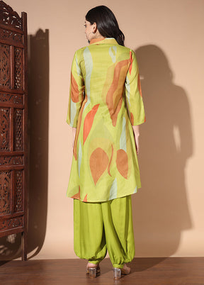 2 Pc Green Readymade Silk Kurti Set - Indian Silk House Agencies