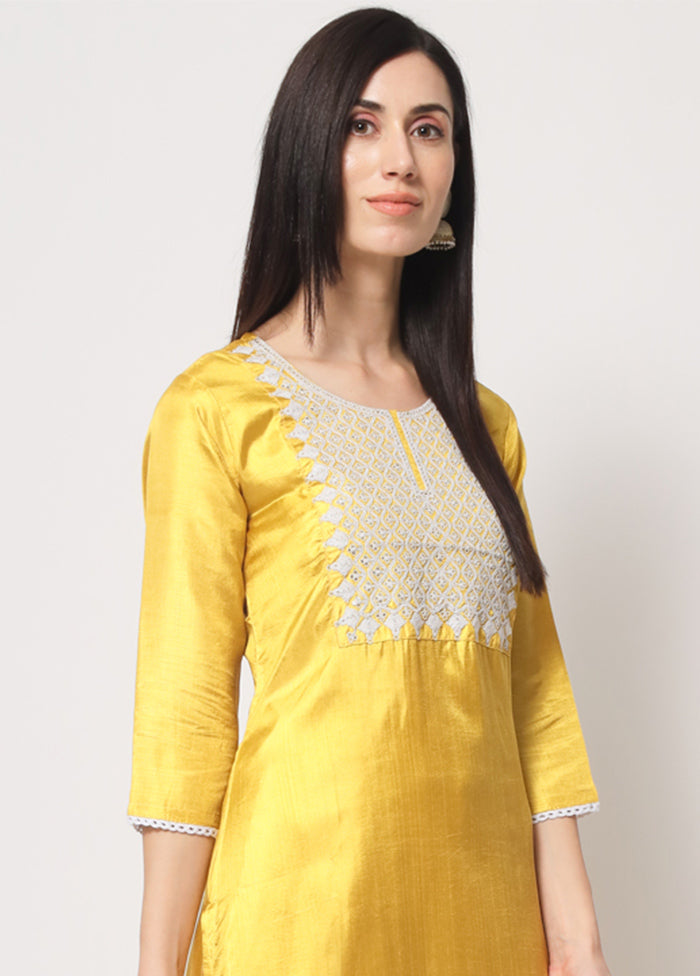 3 Pc Lemon Readymade Silk Suit Set