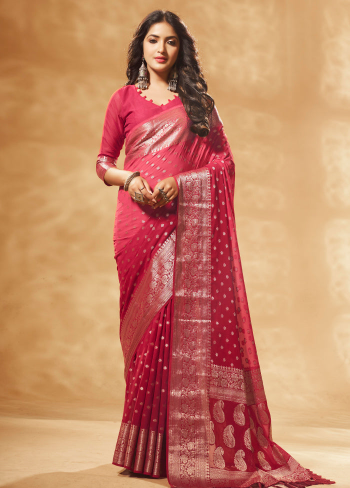 Red Georgette Saree With Blouse Piece