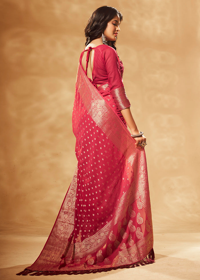 Red Georgette Saree With Blouse Piece