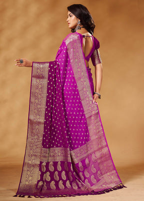 Wine Georgette Saree With Blouse Piece