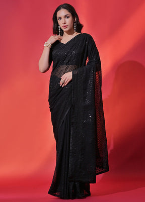 Black Georgette Saree With Blouse Piece - Indian Silk House Agencies