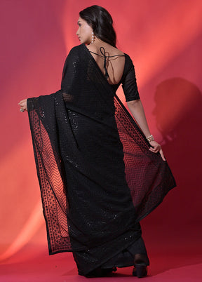 Black Georgette Saree With Blouse Piece - Indian Silk House Agencies