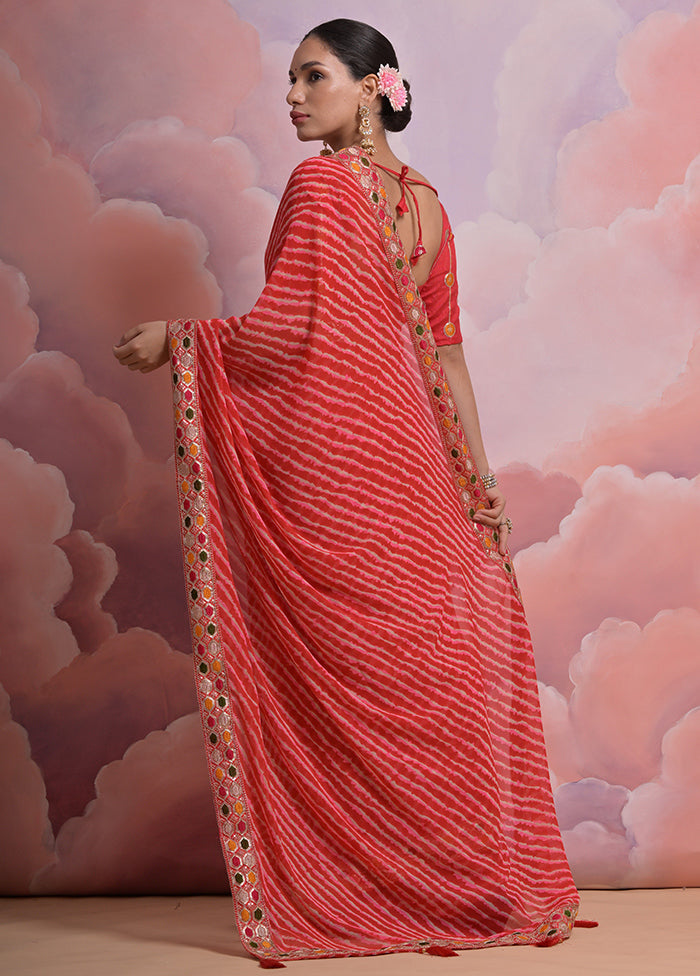 Red Georgette Saree With Blouse Piece - Indian Silk House Agencies