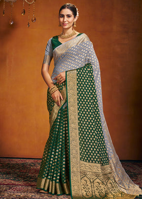 Green Georgette Saree With Blouse Piece - Indian Silk House Agencies