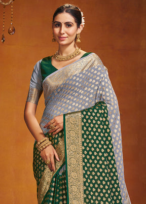 Green Georgette Saree With Blouse Piece - Indian Silk House Agencies