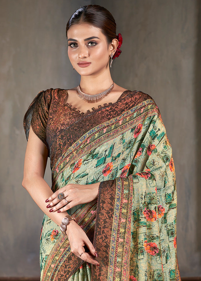 Multicolor Dupion Silk Saree With Blouse Piece