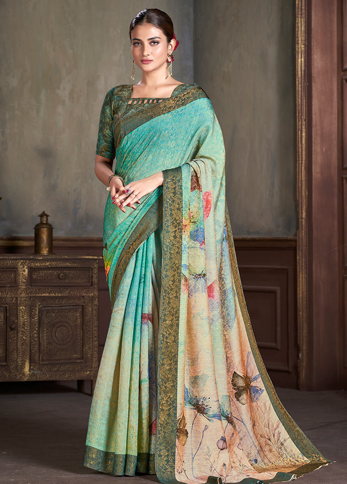 Multicolor Dupion Silk Saree With Blouse Piece