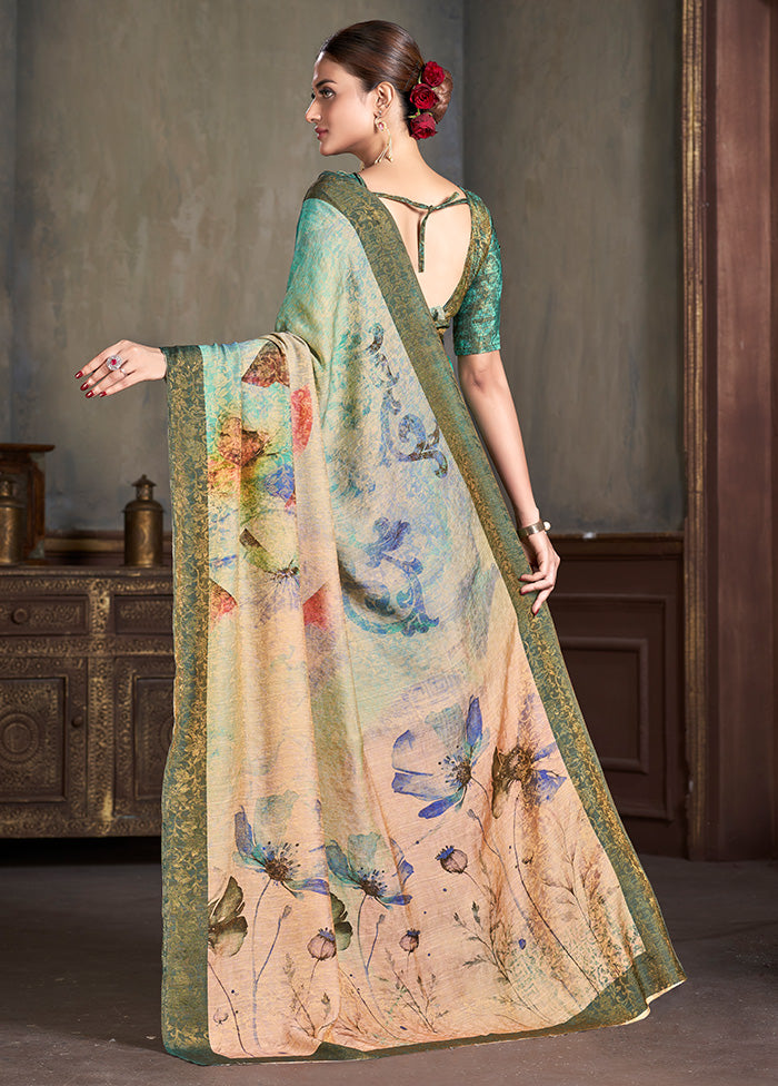 Multicolor Dupion Silk Saree With Blouse Piece