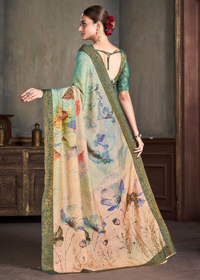 Multicolor Dupion Silk Saree With Blouse Piece - Indian Silk House Agencies