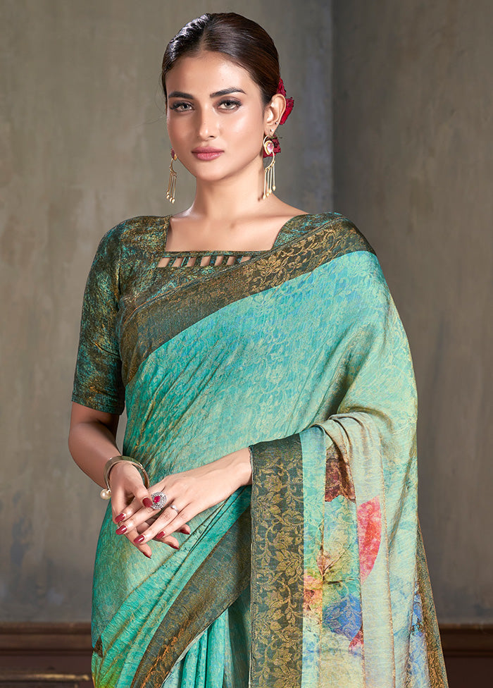 Multicolor Dupion Silk Saree With Blouse Piece