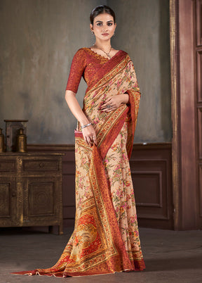 Multicolor Dupion Silk Saree With Blouse Piece