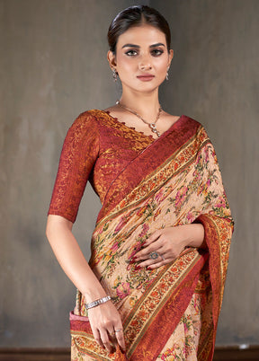 Multicolor Dupion Silk Saree With Blouse Piece - Indian Silk House Agencies