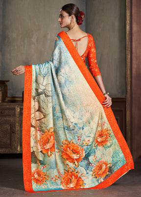 Multicolor Dupion Silk Saree With Blouse Piece