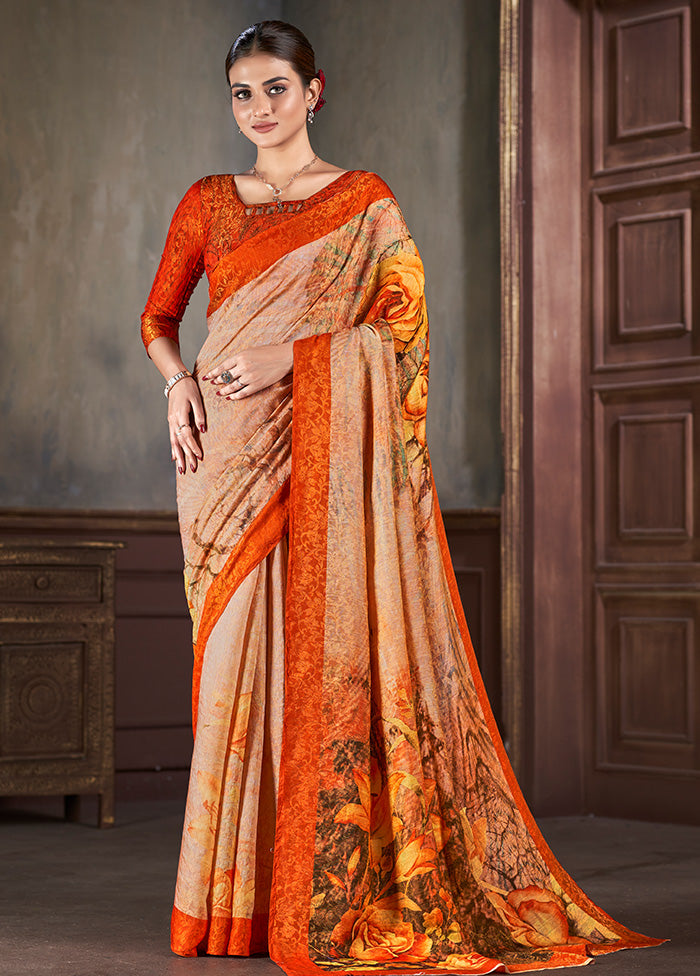 Multicolor Dupion Silk Saree With Blouse Piece