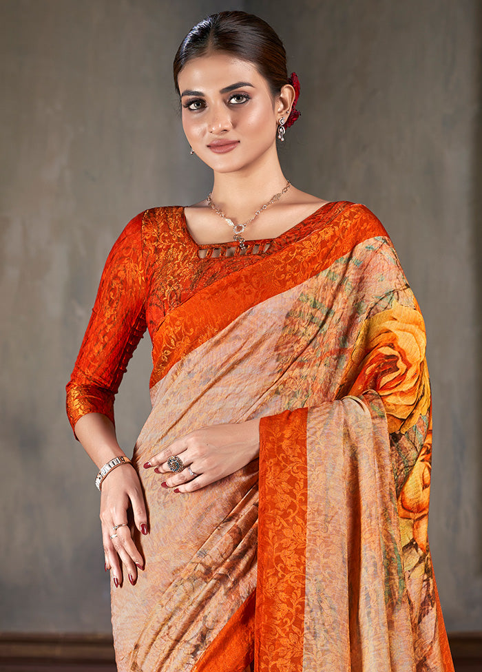 Multicolor Dupion Silk Saree With Blouse Piece