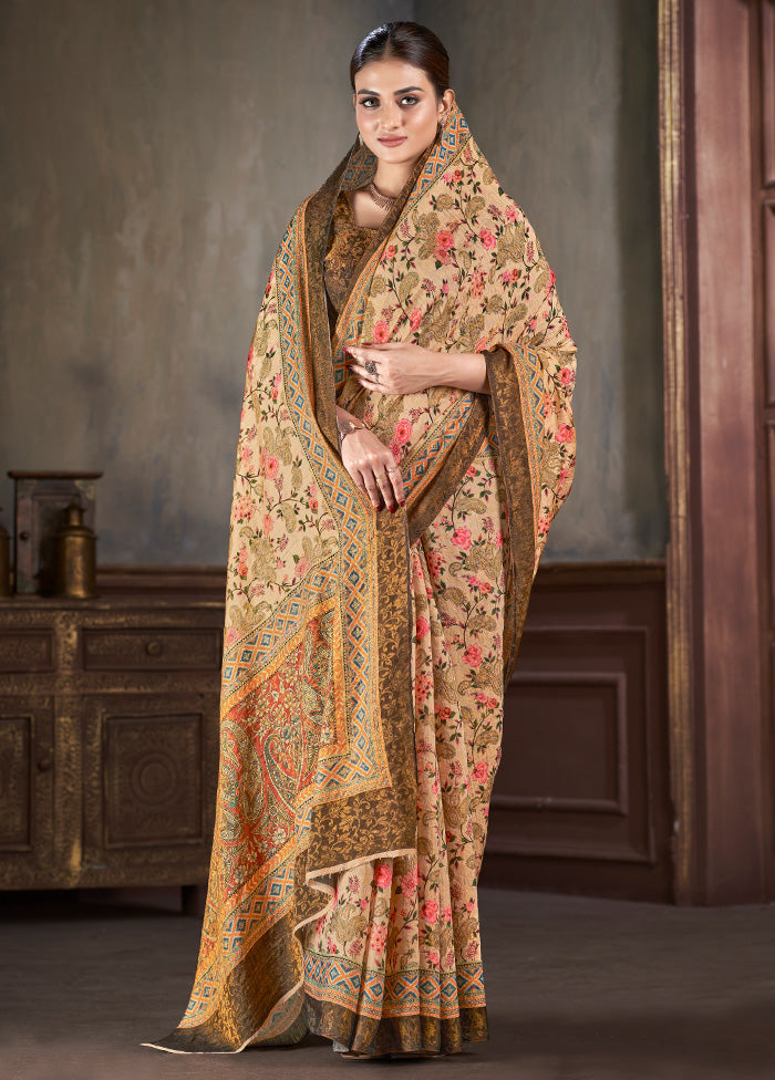 Multicolor Dupion Silk Saree With Blouse Piece