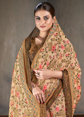 Multicolor Dupion Silk Saree With Blouse Piece