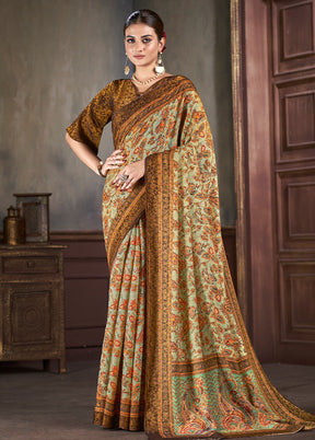 Multicolor Dupion Silk Saree With Blouse Piece