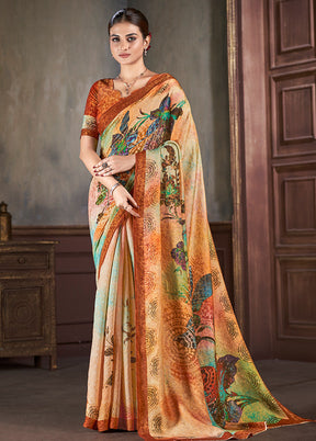 Multicolor Dupion Silk Saree With Blouse Piece - Indian Silk House Agencies