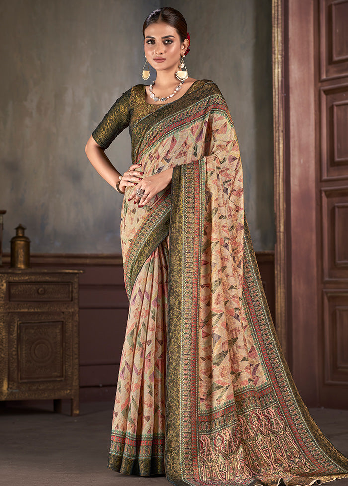 Multicolor Dupion Silk Saree With Blouse Piece