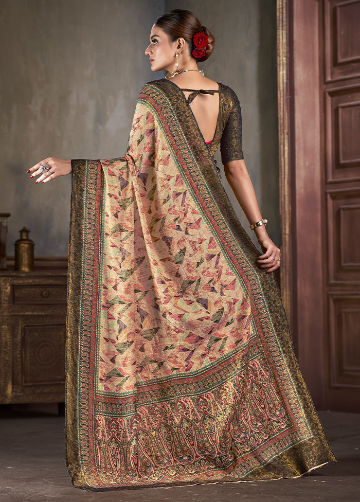 Multicolor Dupion Silk Saree With Blouse Piece