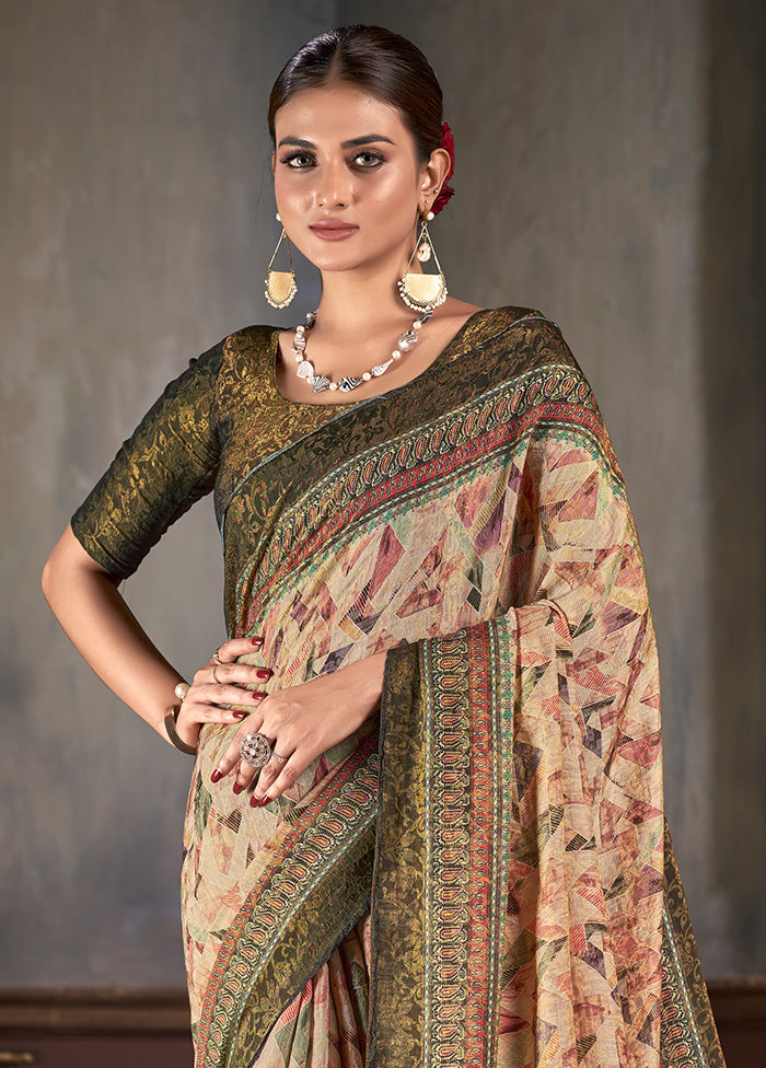 Multicolor Dupion Silk Saree With Blouse Piece