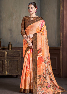 Multicolor Dupion Silk Saree With Blouse Piece