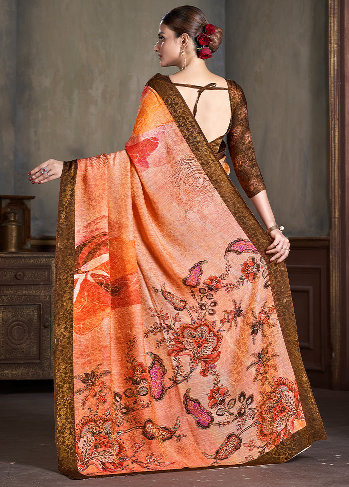 Multicolor Dupion Silk Saree With Blouse Piece