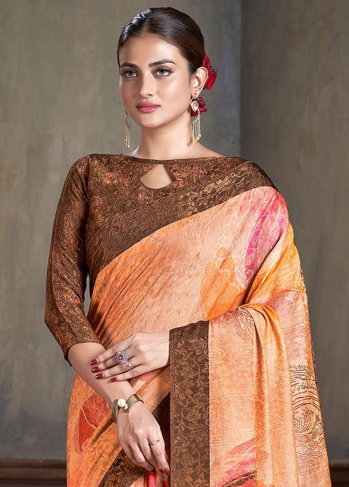 Multicolor Dupion Silk Saree With Blouse Piece