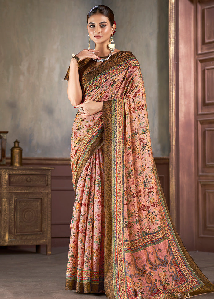 Multicolor Dupion Silk Saree With Blouse Piece