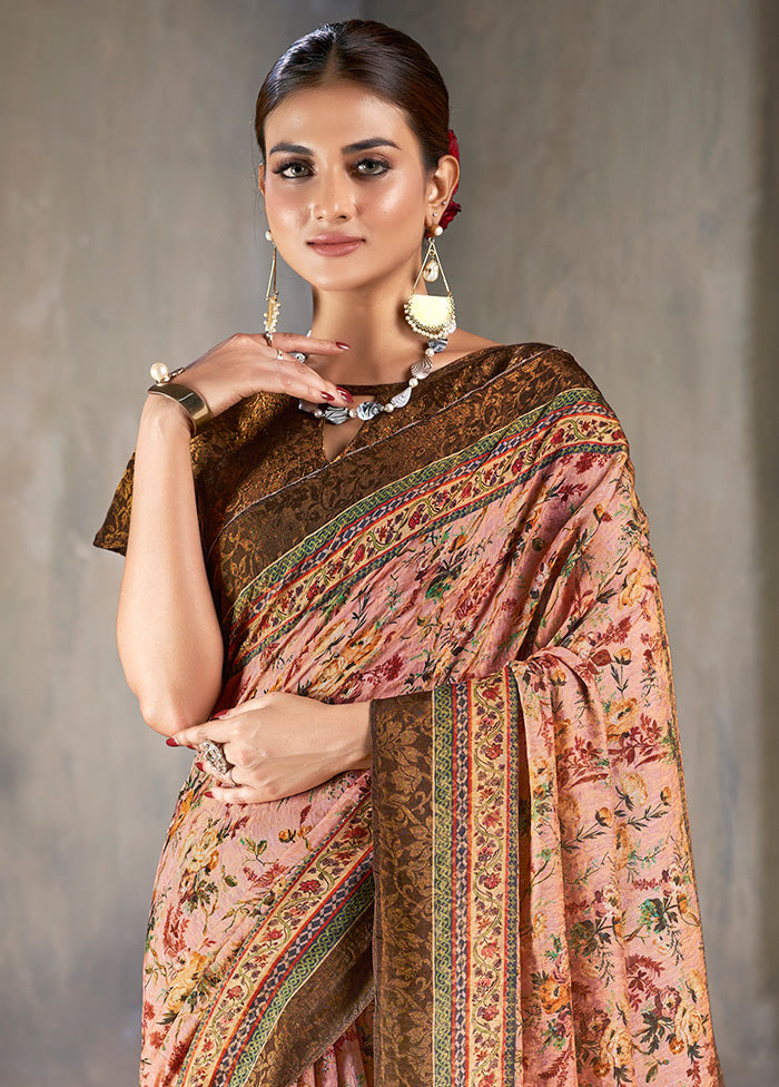 Multicolor Dupion Silk Saree With Blouse Piece