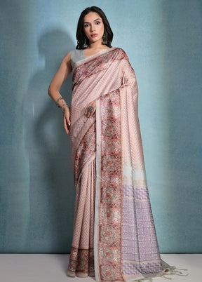 Beige Dupion Silk Saree With Blouse Piece