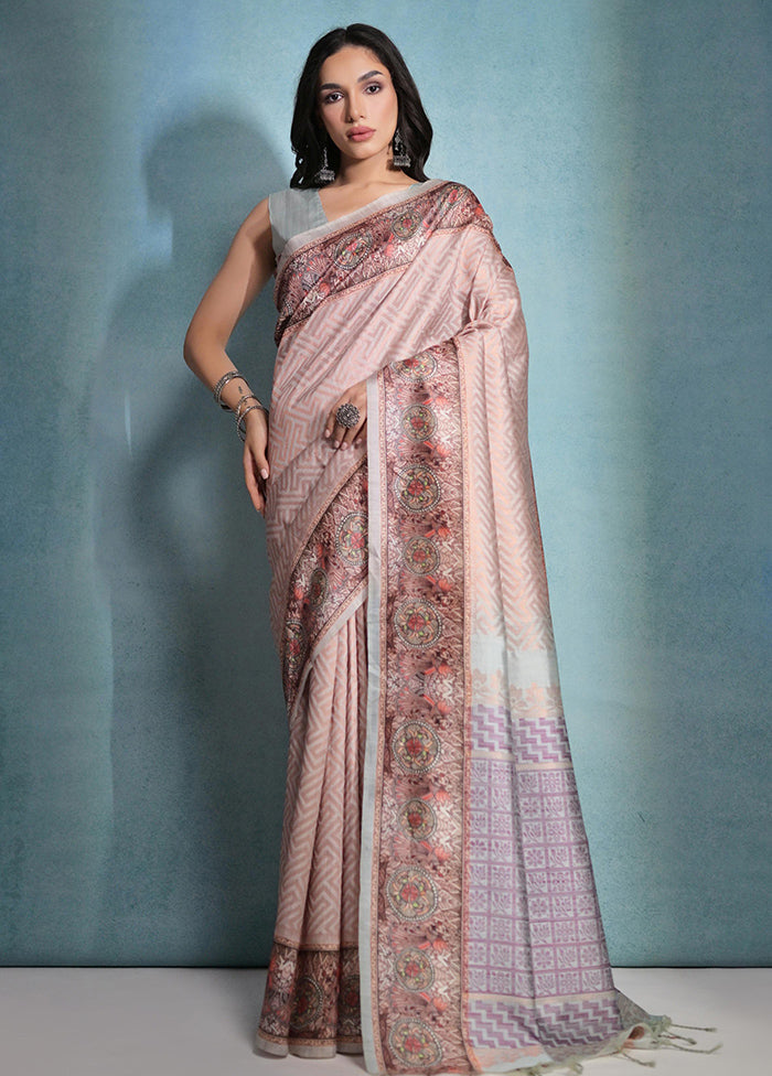 Beige Dupion Silk Saree With Blouse Piece - Indian Silk House Agencies