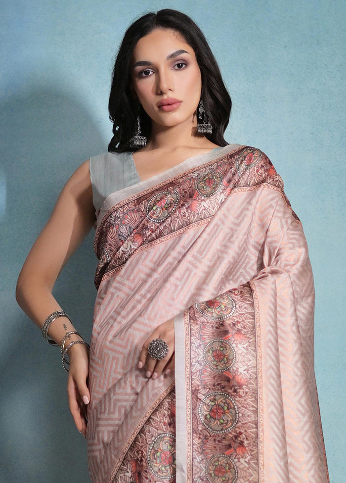 Beige Dupion Silk Saree With Blouse Piece - Indian Silk House Agencies