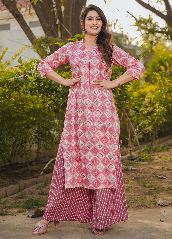 2 Pc Pink Readymade Rayon Kurti Set - Indian Silk House Agencies