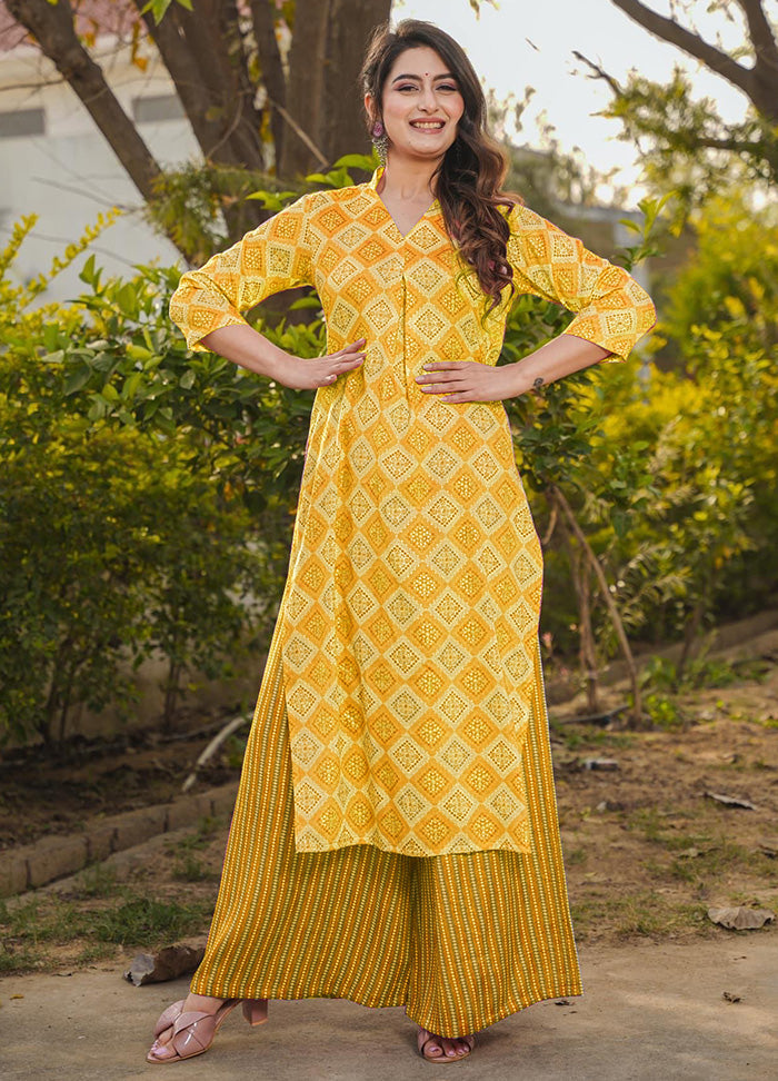 2 Pc Yellow Readymade Rayon Kurti Set