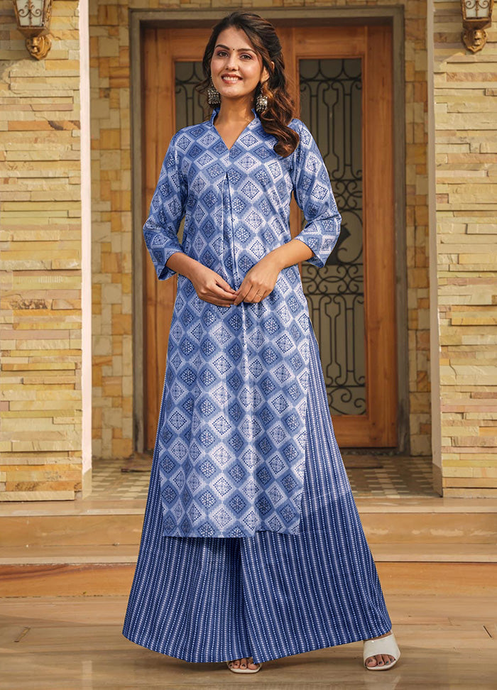 2 Pc Blue Readymade Rayon Kurti Set