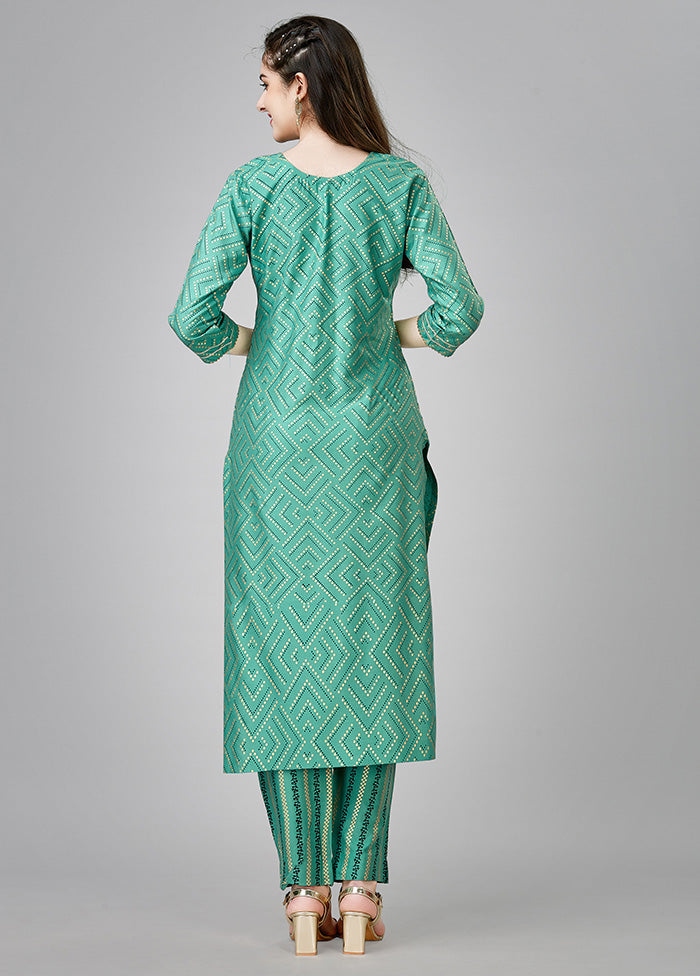 2 Pc Pista Green Readymade Rayon Kurti Set