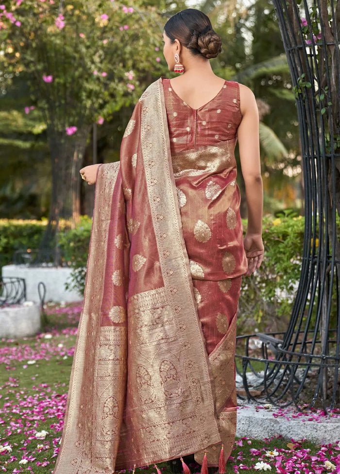 Pink Dupion Silk Saree With Blouse Piece