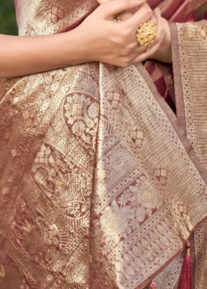 Pink Dupion Silk Saree With Blouse Piece