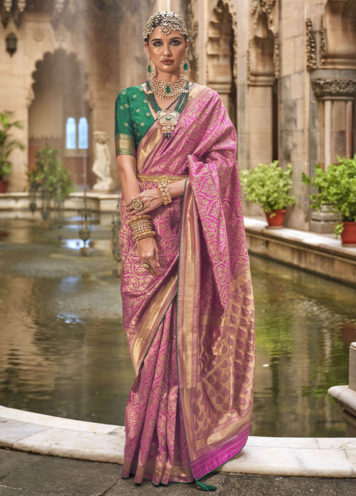 Pink Dupion Silk Saree With Blouse Piece